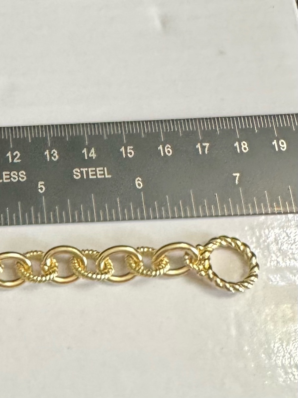 Judith Ripka SS Gold Textured Link Toggle Bracelet w/Peridot Gem Clasp - Picture 10 of 11
